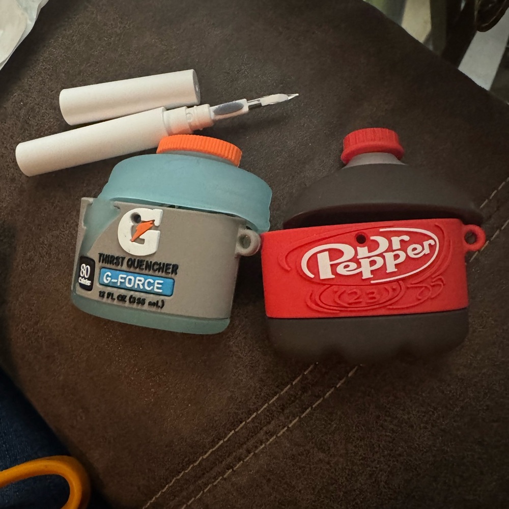 Gatorade and Dr Pepper Bottle case for AirPods with cleaner tool